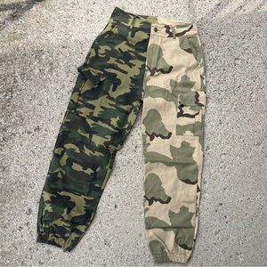 Dolls Kill Camouflage Cargo Pants - Green and Tan